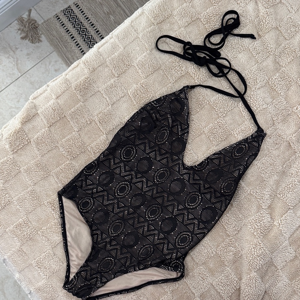 YMI Black Crochet Halter Top